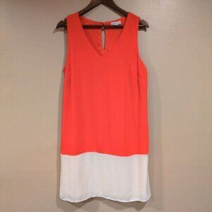 Ophelia Roe Women's Large Red Ivory Colorblock Sleeveless Shift Dress